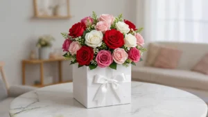 Arreglo de rosas rojas, rosadas y blancas: el significado de cada color