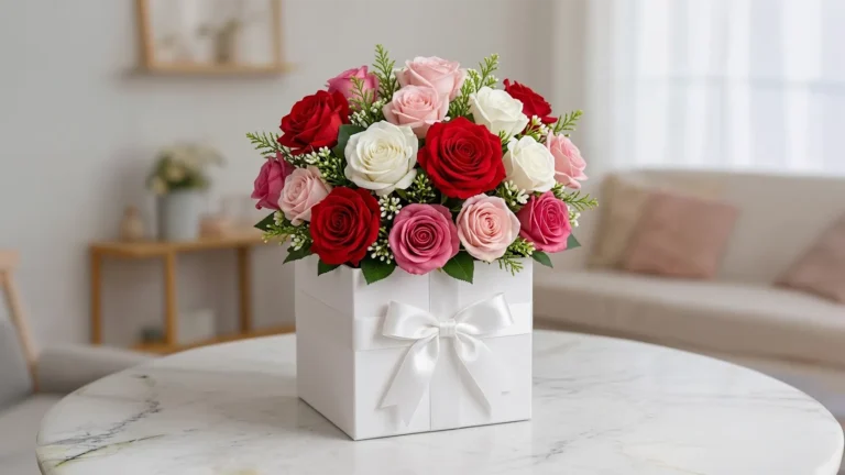 Arreglo de rosas rojas, rosadas y blancas: el significado de cada color