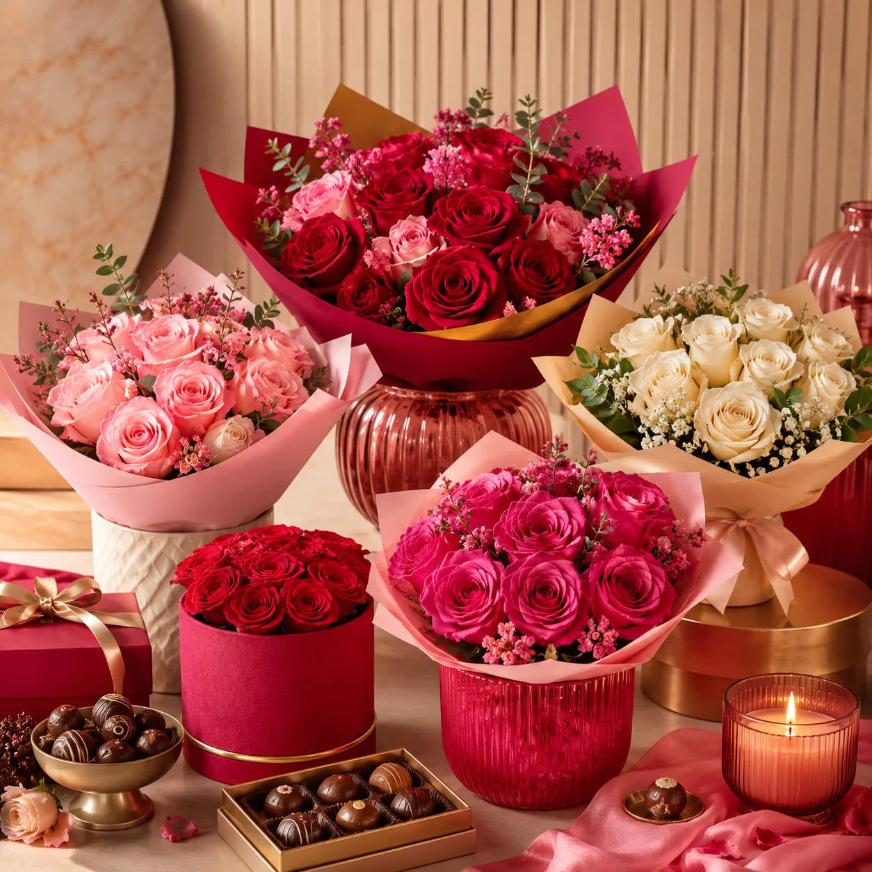 Rosas y chocolates listos para entregar